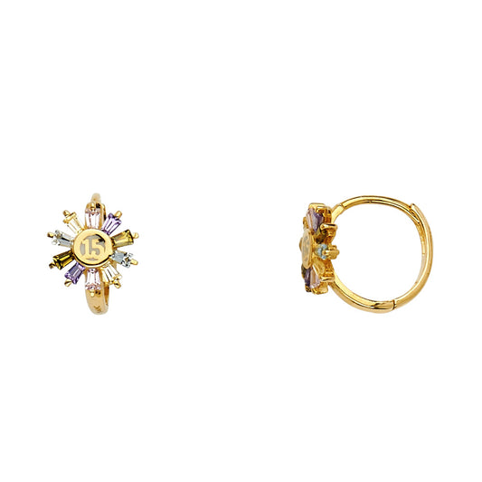 CZ Huggies Earrings - 14K Gold - ER540