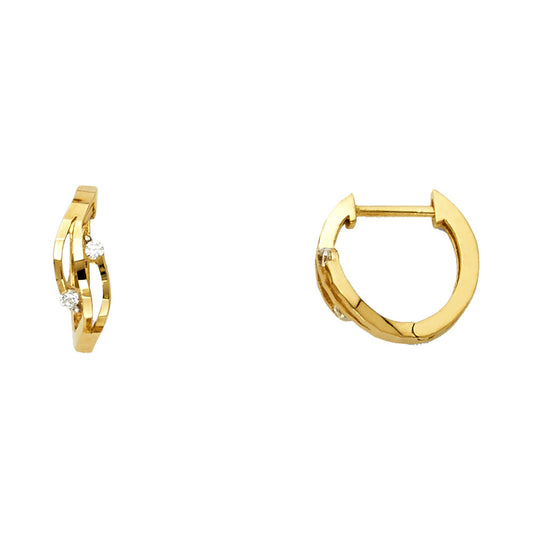 CZ Huggies Earrings - 14K Gold - ER628