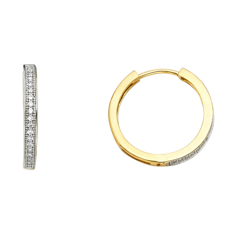 CZ Huggies Earrings - 14K Gold - ER631