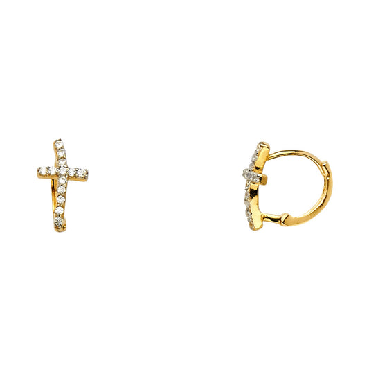 CZ Huggies Earrings - 14K Gold - ER730