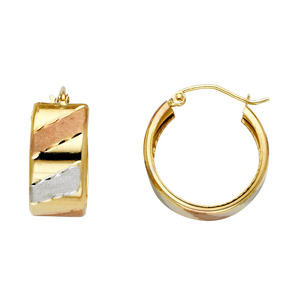 Fancy Hoop Earrings - 14K Gold - ER739