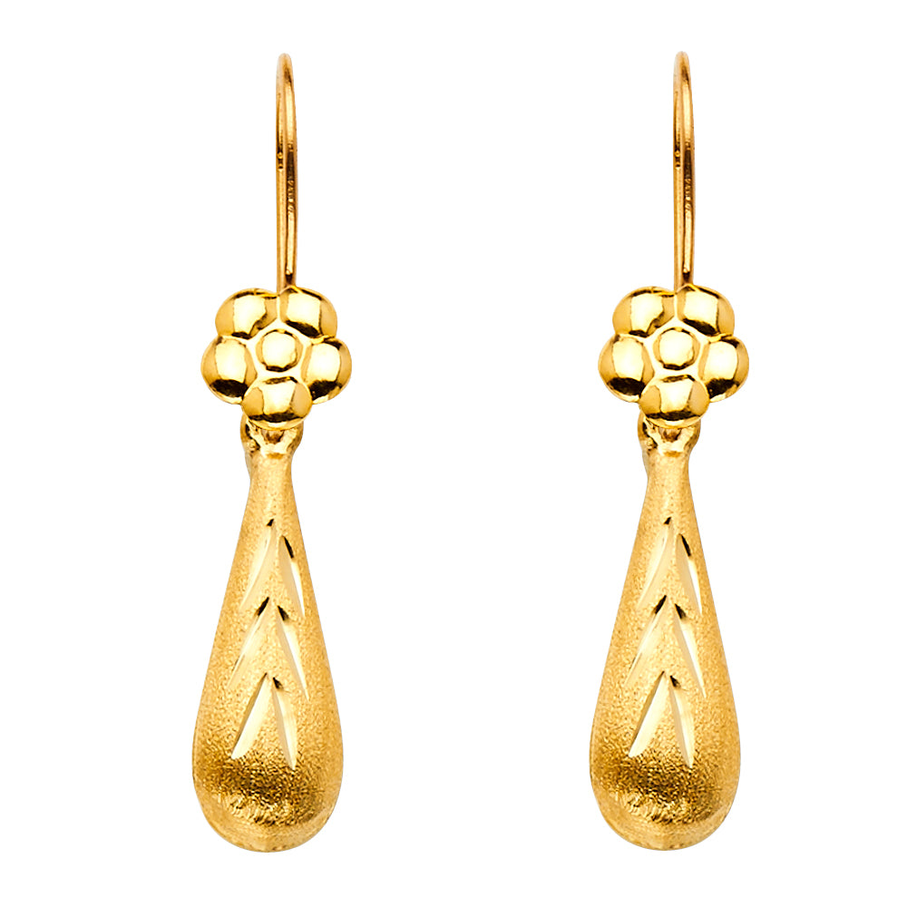 Hollow Fancy Earrings - 14K Gold - ER867
