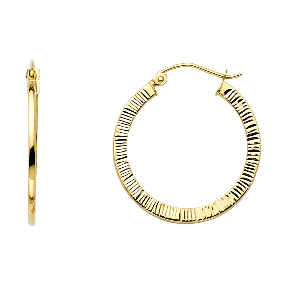 Fancy Hoop Earrings - 14K Gold - ER9
