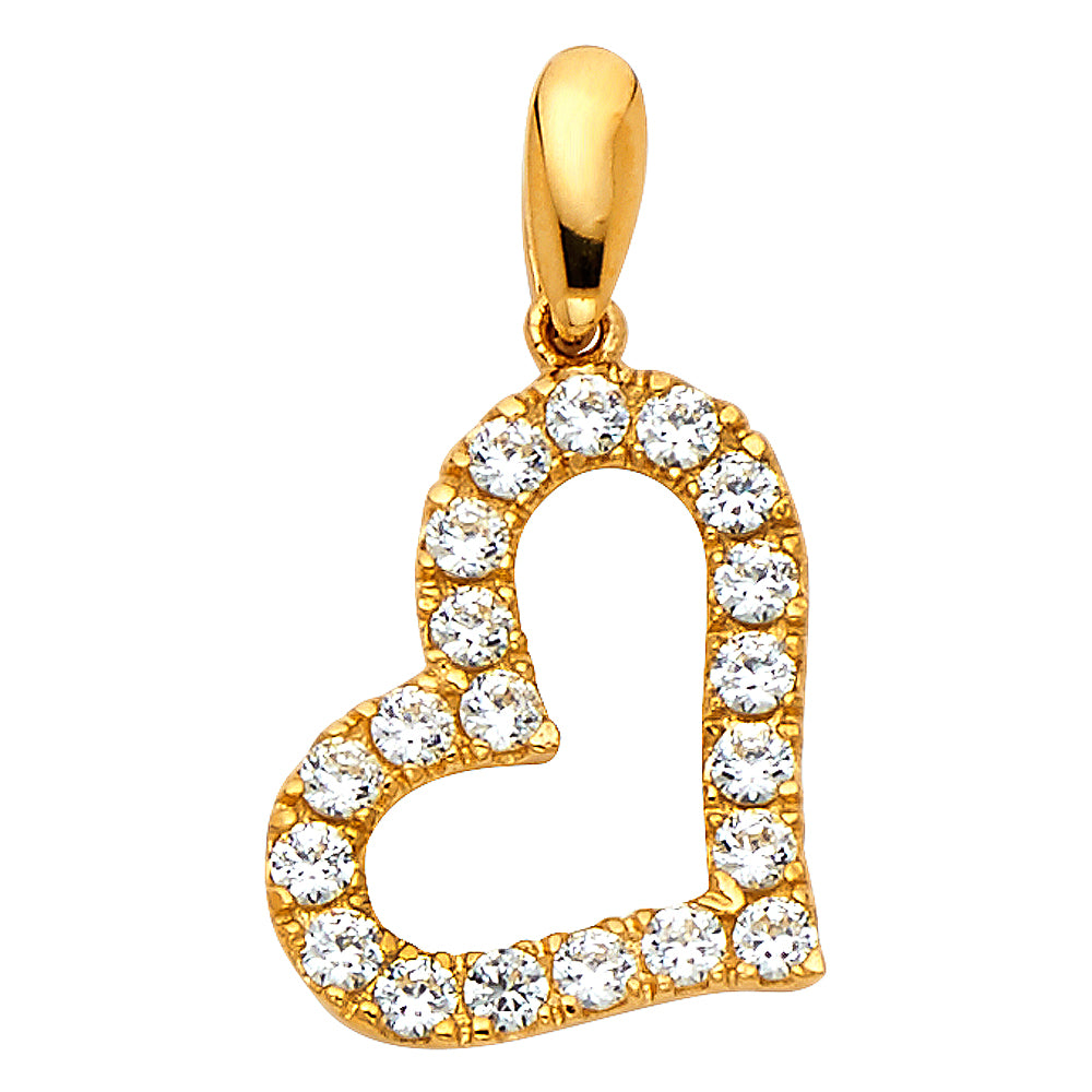 Assorted CZ Heart Pendants - 14K GOLD - PT1775