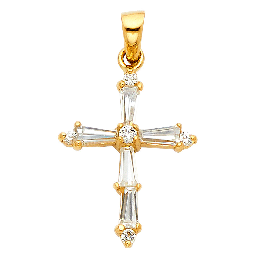 CZ Cross Pendants - 14K GOLD - PT538