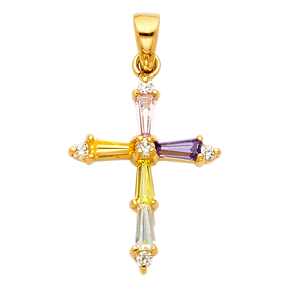 CZ Cross Pendants - 14K GOLD - PT539