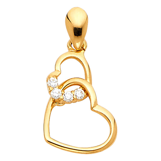 Assorted CZ Heart Pendants - 14K GOLD - PT591