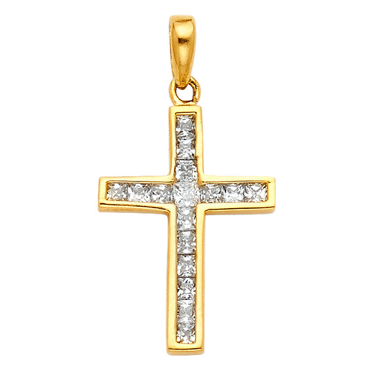 CZ Cross Pendants - 14K GOLD - PT820