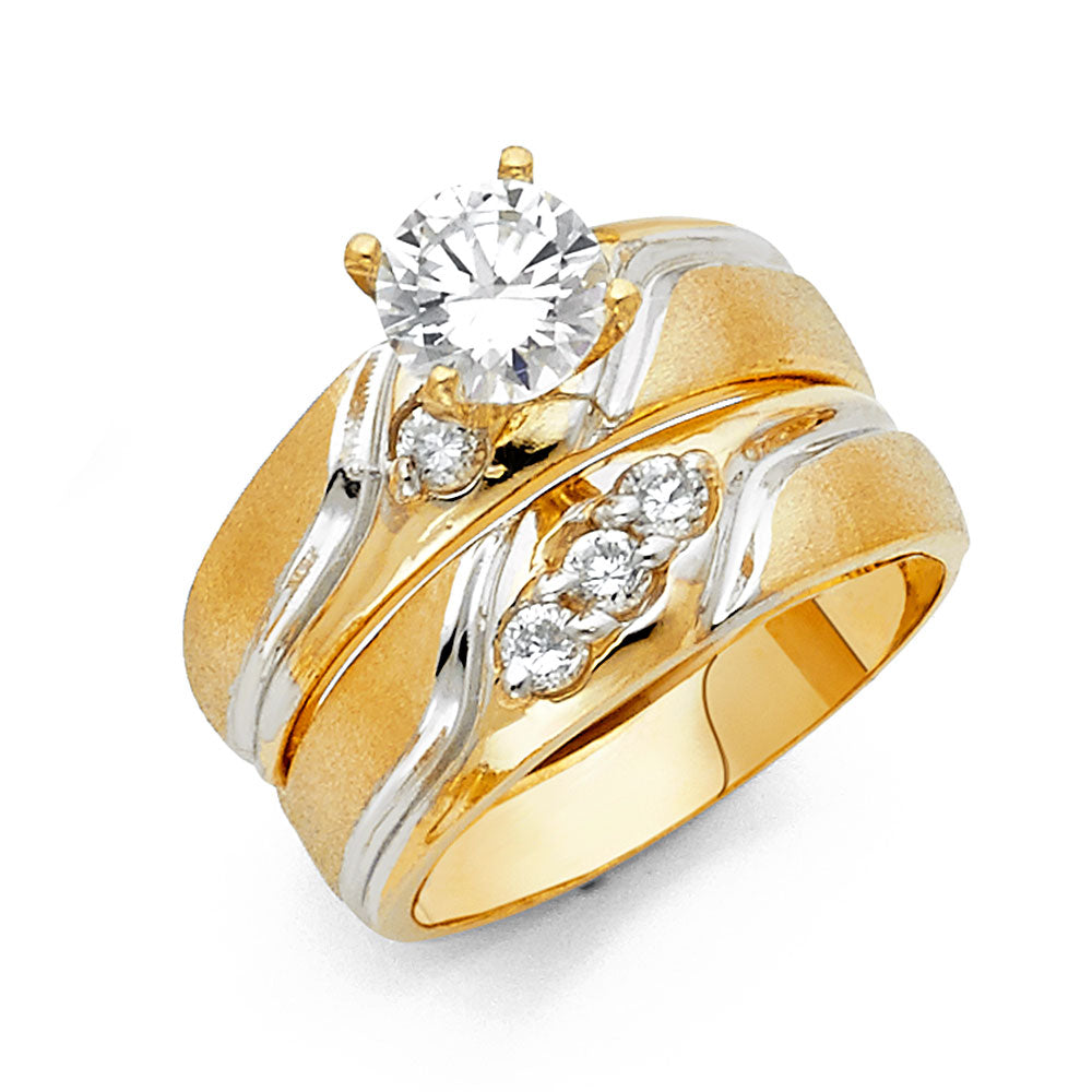 CZ Wedding Trio Sets - 14K - RG1002