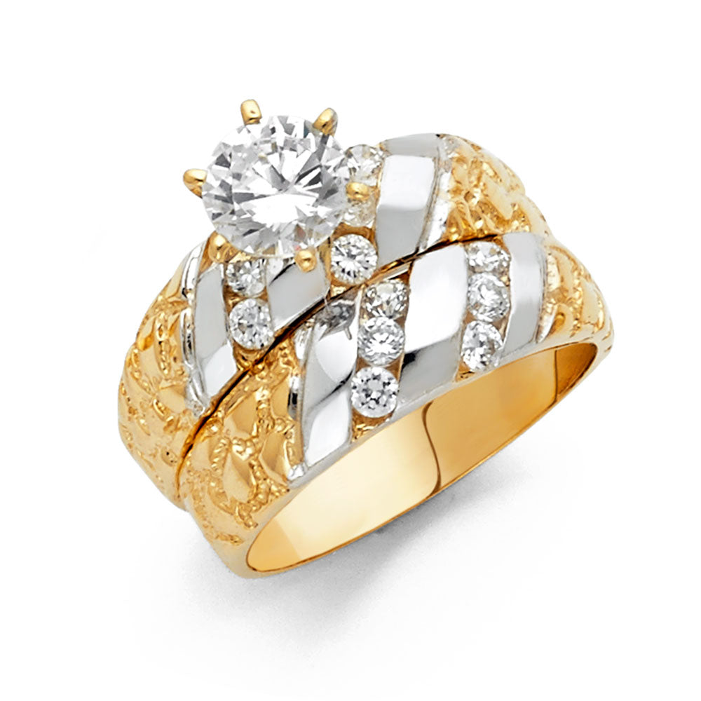 CZ Wedding Trio Sets - 14K - RG1008