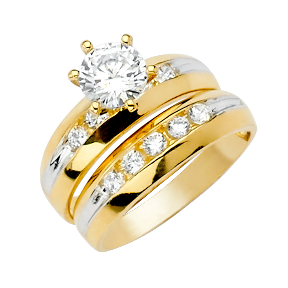 CZ Wedding Trio Sets - 14K - RG1026