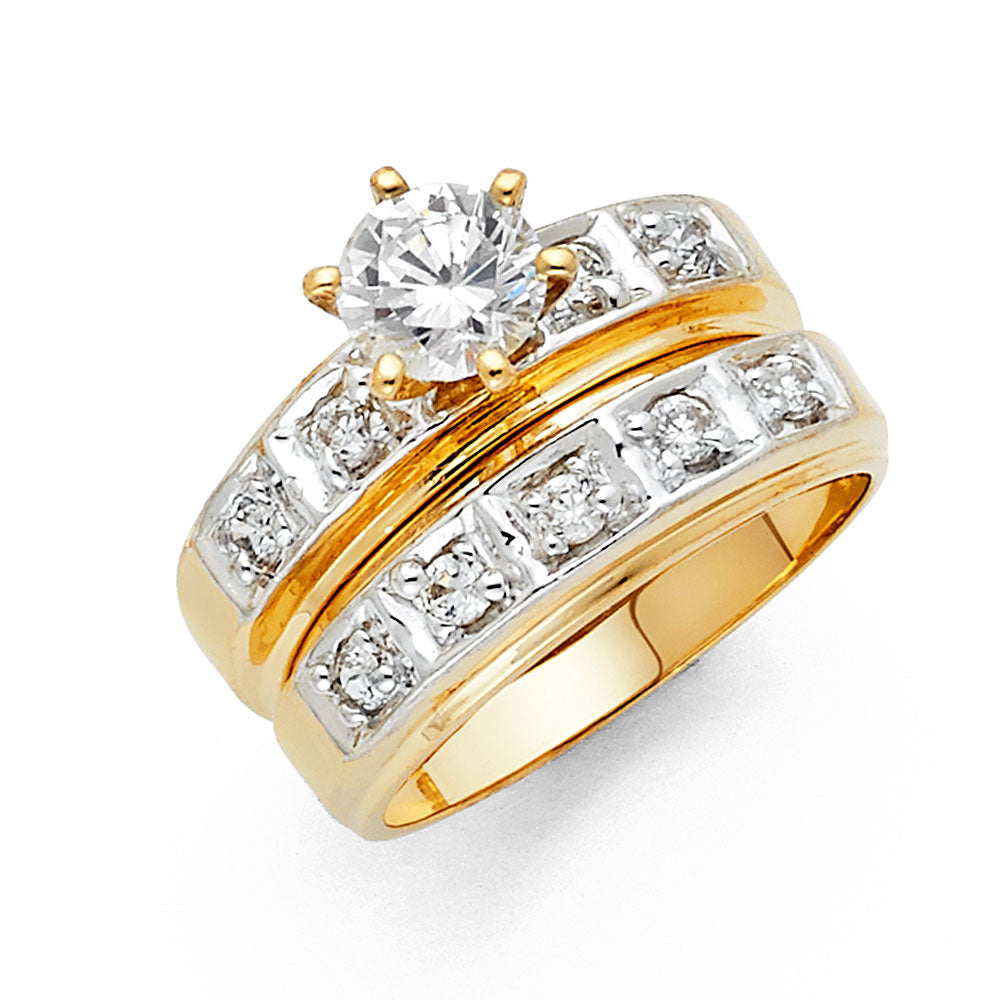 CZ Wedding Trio Sets - 14K - RG1029