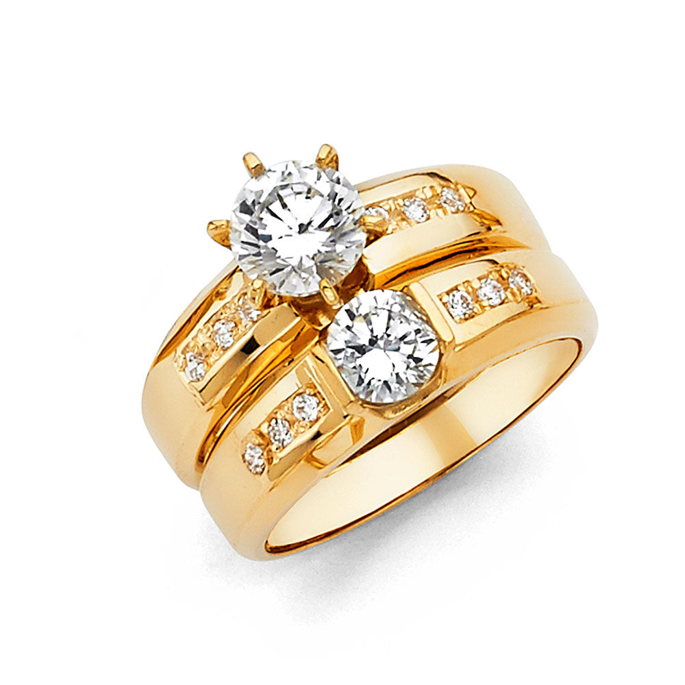 CZ Wedding Trio Sets - 14K - RG1035