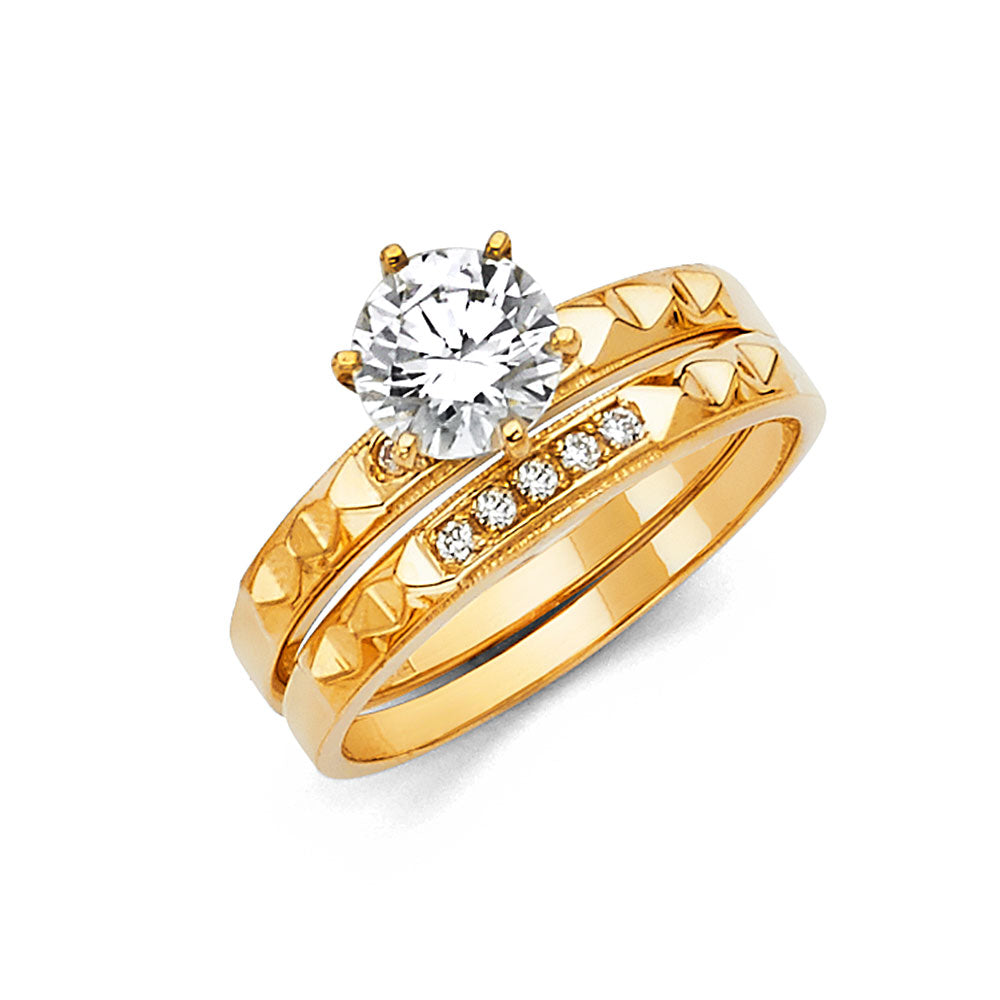 CZ Wedding Trio Sets - 14K - RG1038