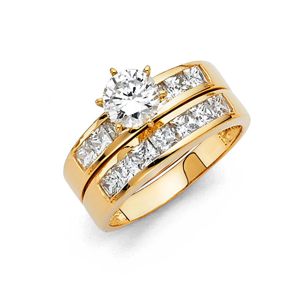 CZ Wedding Trio Sets - 14K - RG1041