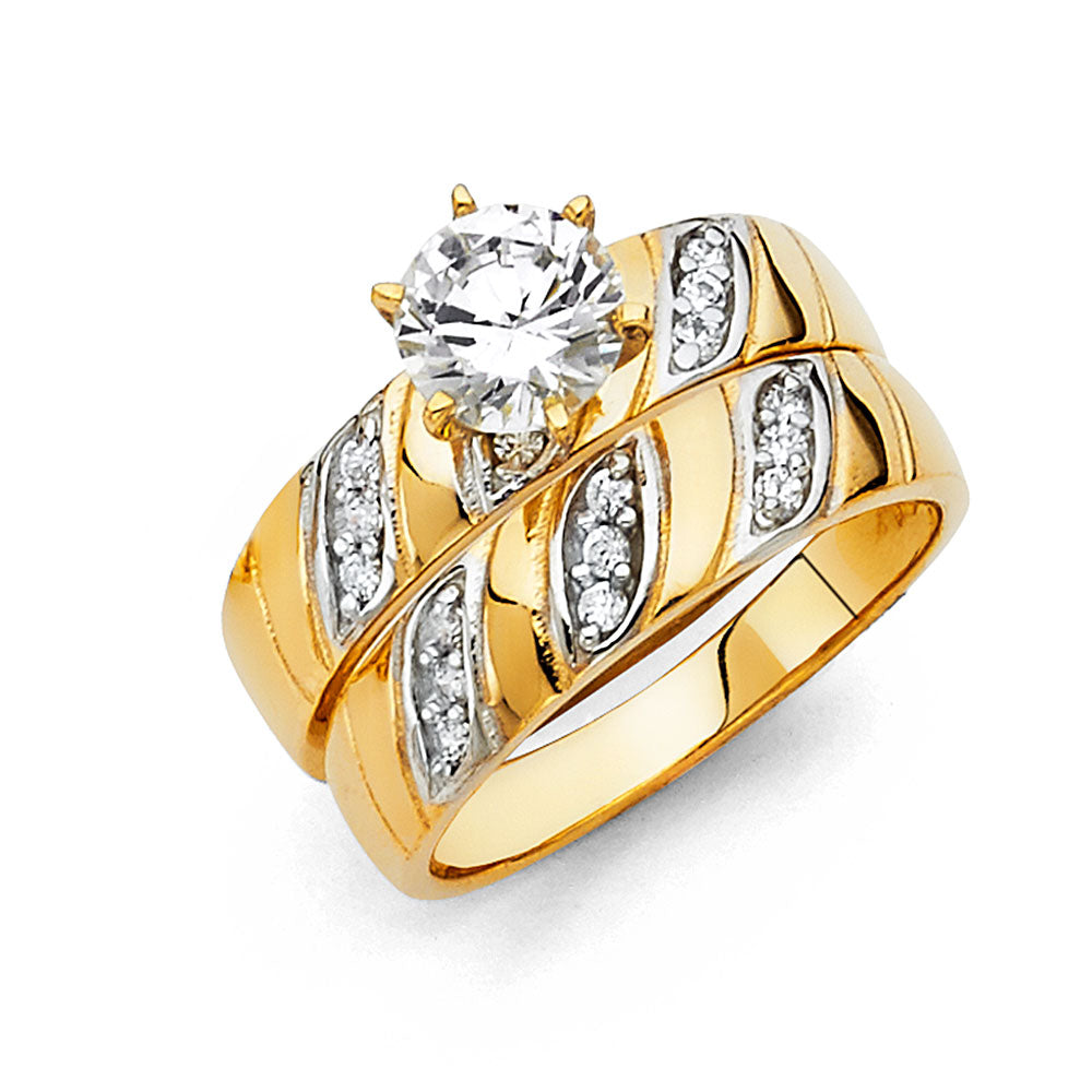 CZ Wedding Trio Sets - 14K - RG207