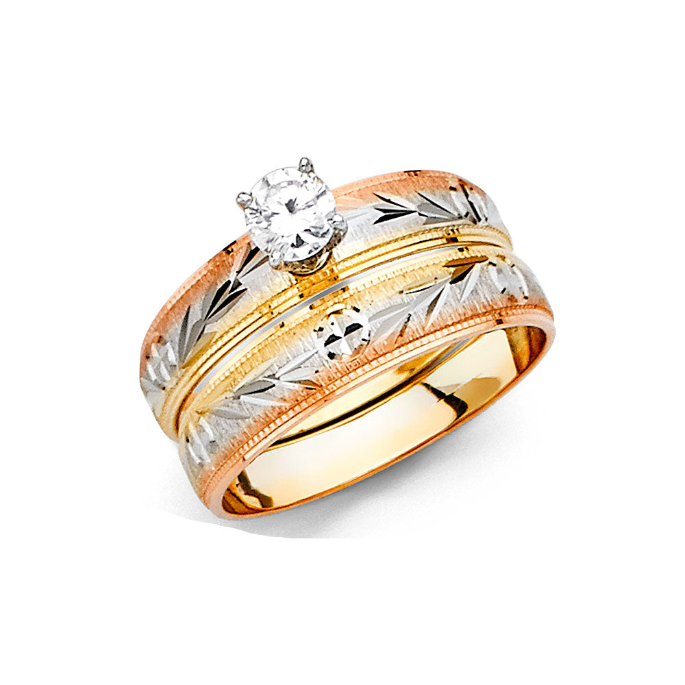 CZ Wedding Trio Sets - 14K - RG2389