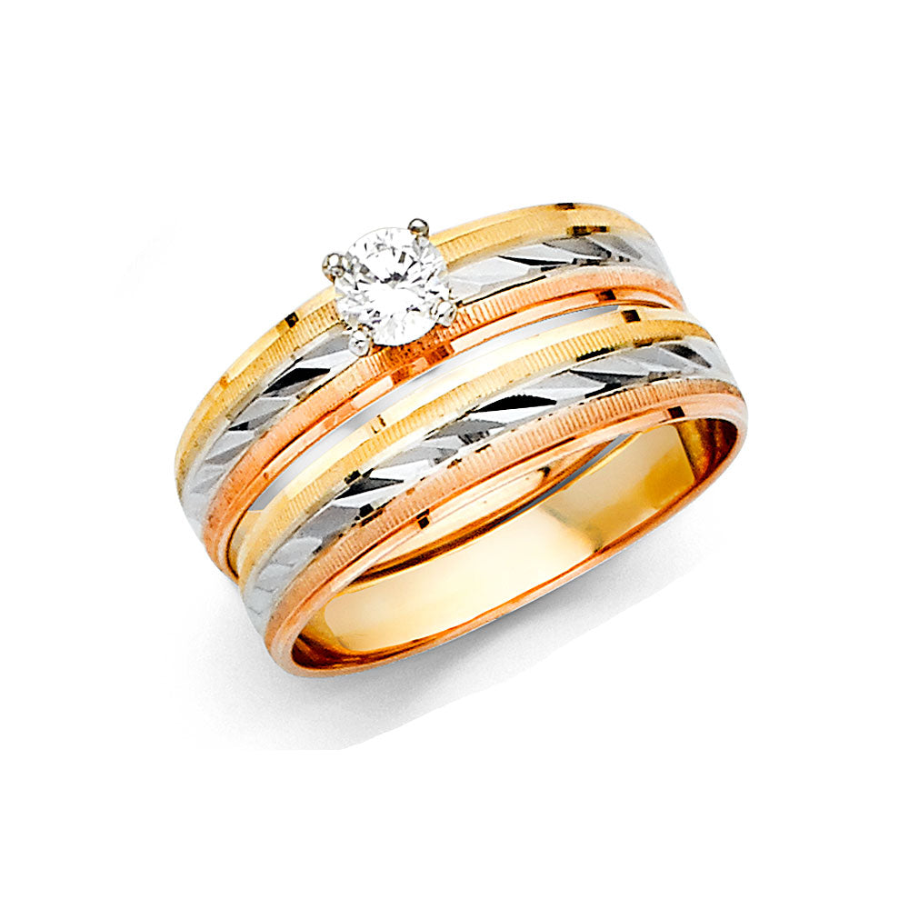 CZ Wedding Trio Sets - 14K - RG2392