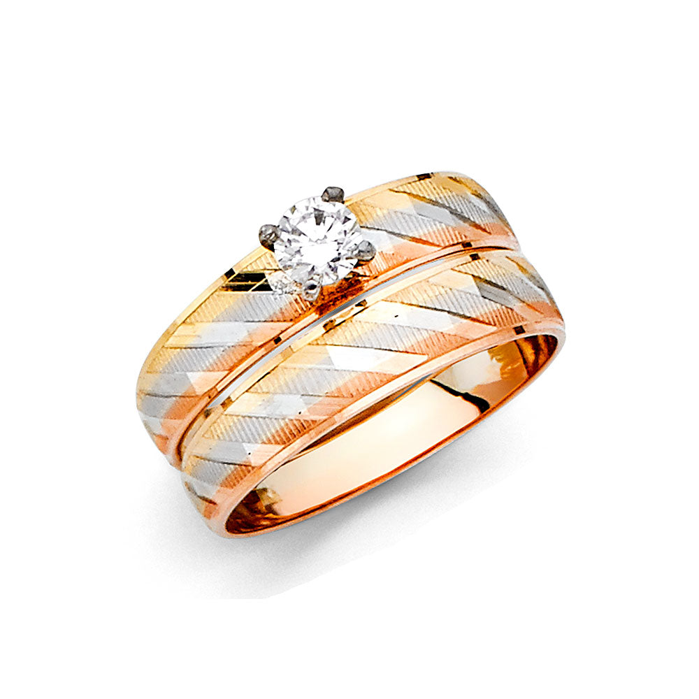 CZ Wedding Trio Sets - 14K - RG2395