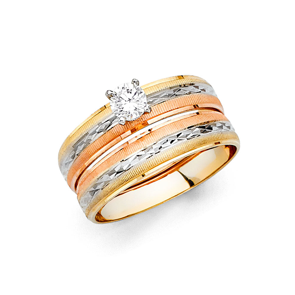 CZ Wedding Trio Sets - 14K - RG2398
