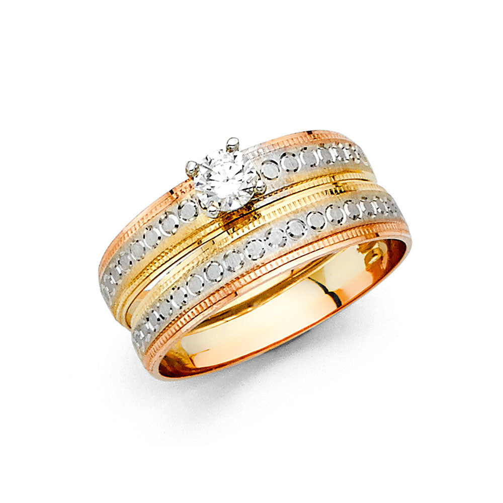 CZ Wedding Trio Sets - 14K - RG2401