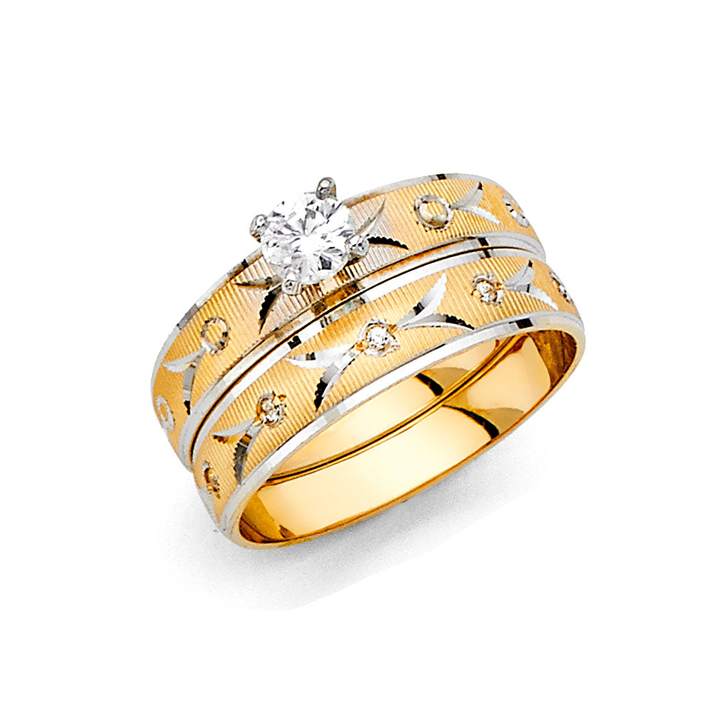 CZ Wedding Trio Sets - 14K - RG2404