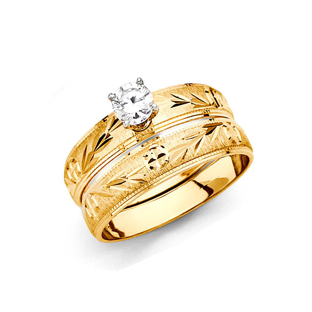 CZ Wedding Trio Sets - 14K - RG2407