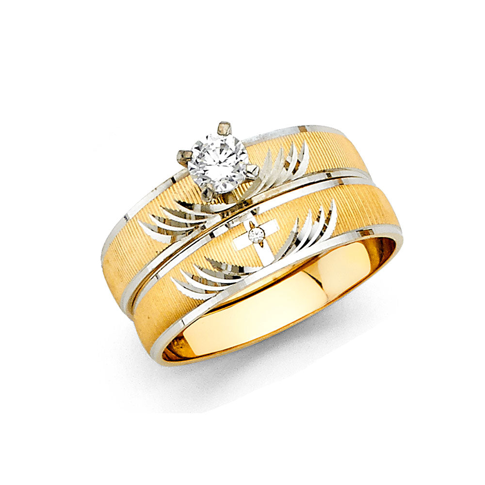 CZ Wedding Trio Sets - 14K - RG2410