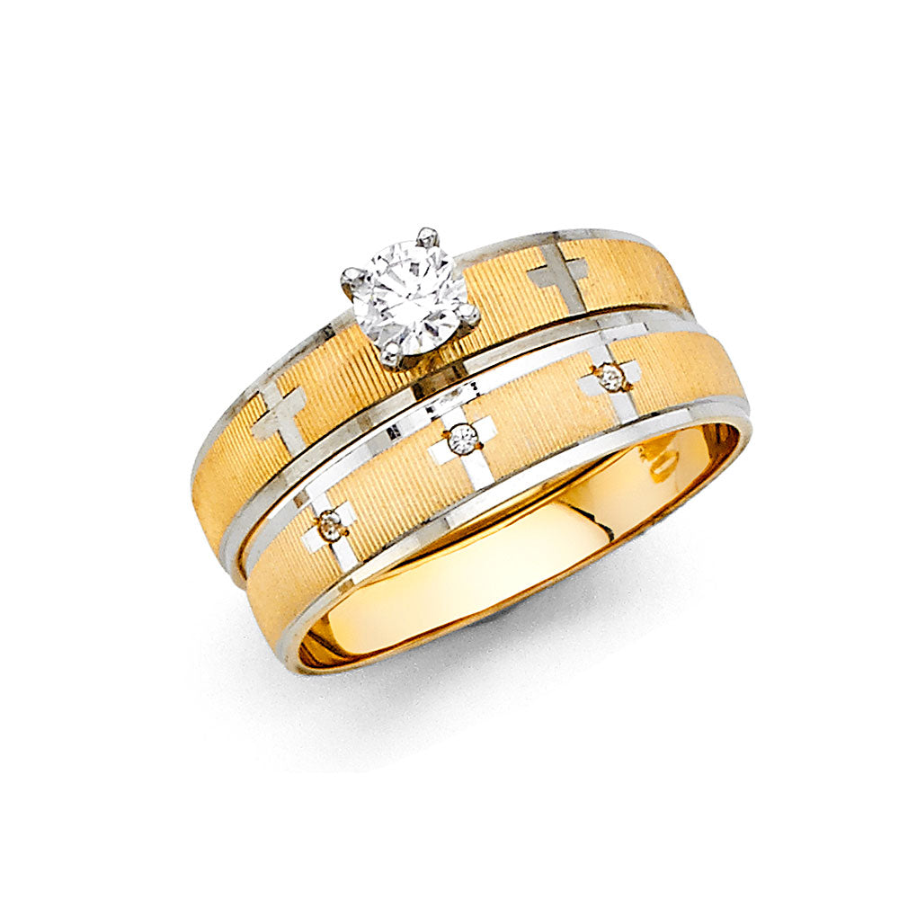 CZ Wedding Trio Sets - 14K - RG2413