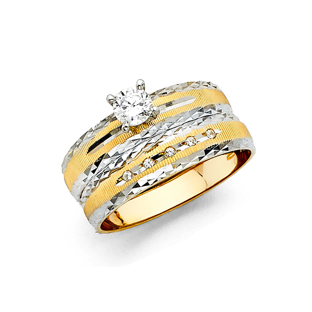 CZ Wedding Trio Sets - 14K - RG2419