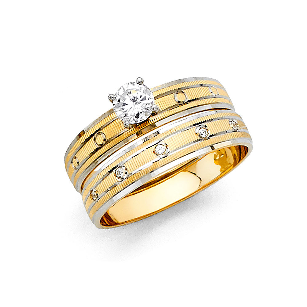 CZ Wedding Trio Sets - 14K - RG2422