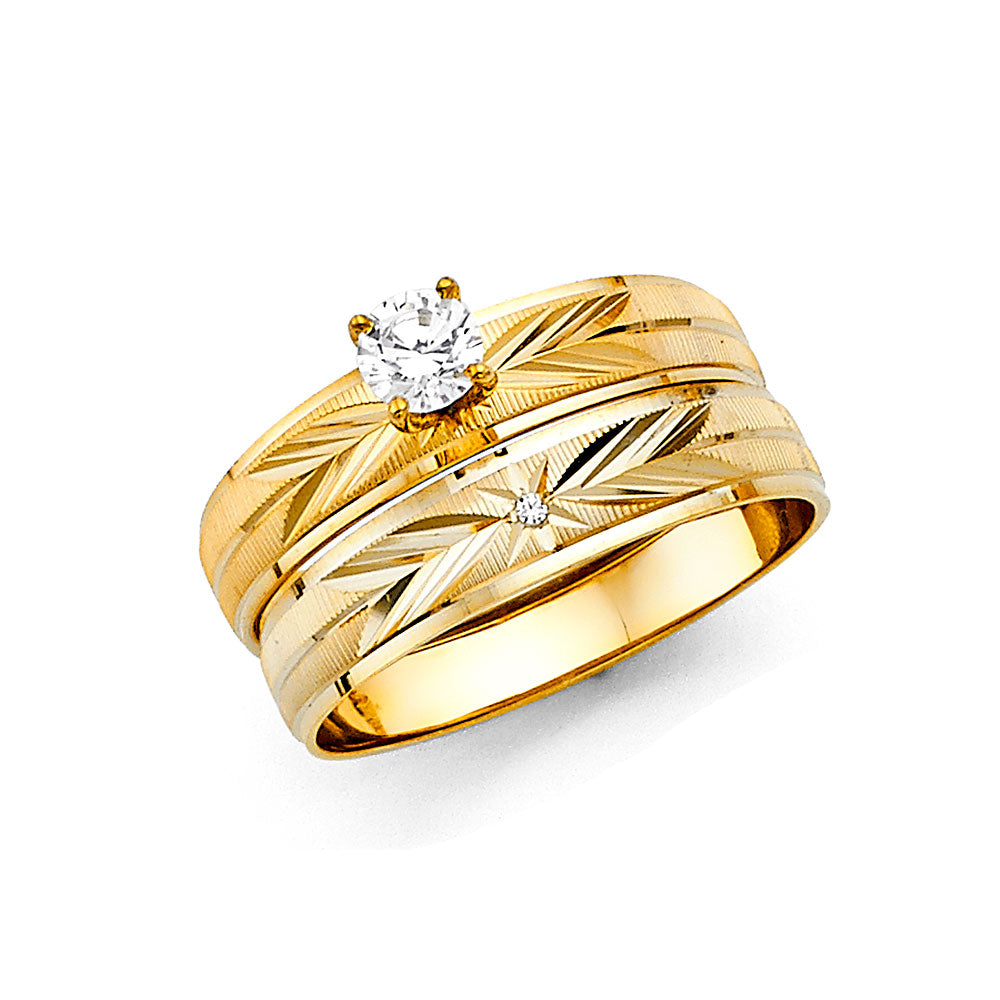 CZ Wedding Trio Sets - 14K - RG2425