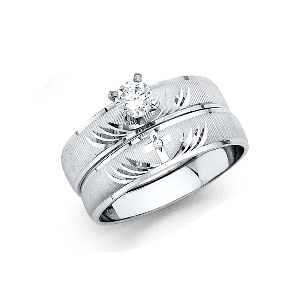 CZ Wedding Trio Sets - 14K - RG2428