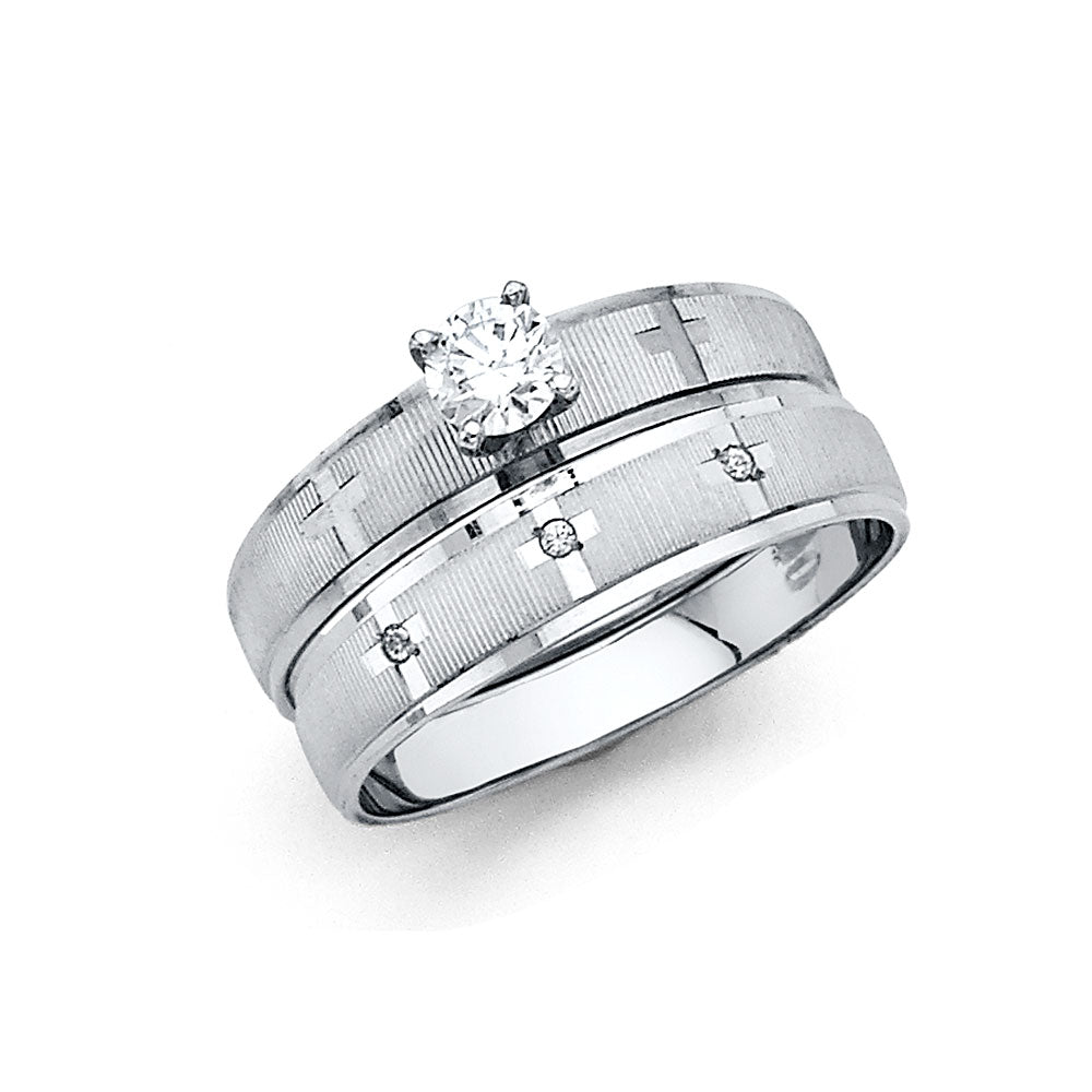 CZ Wedding Trio Sets - 14K - RG2431