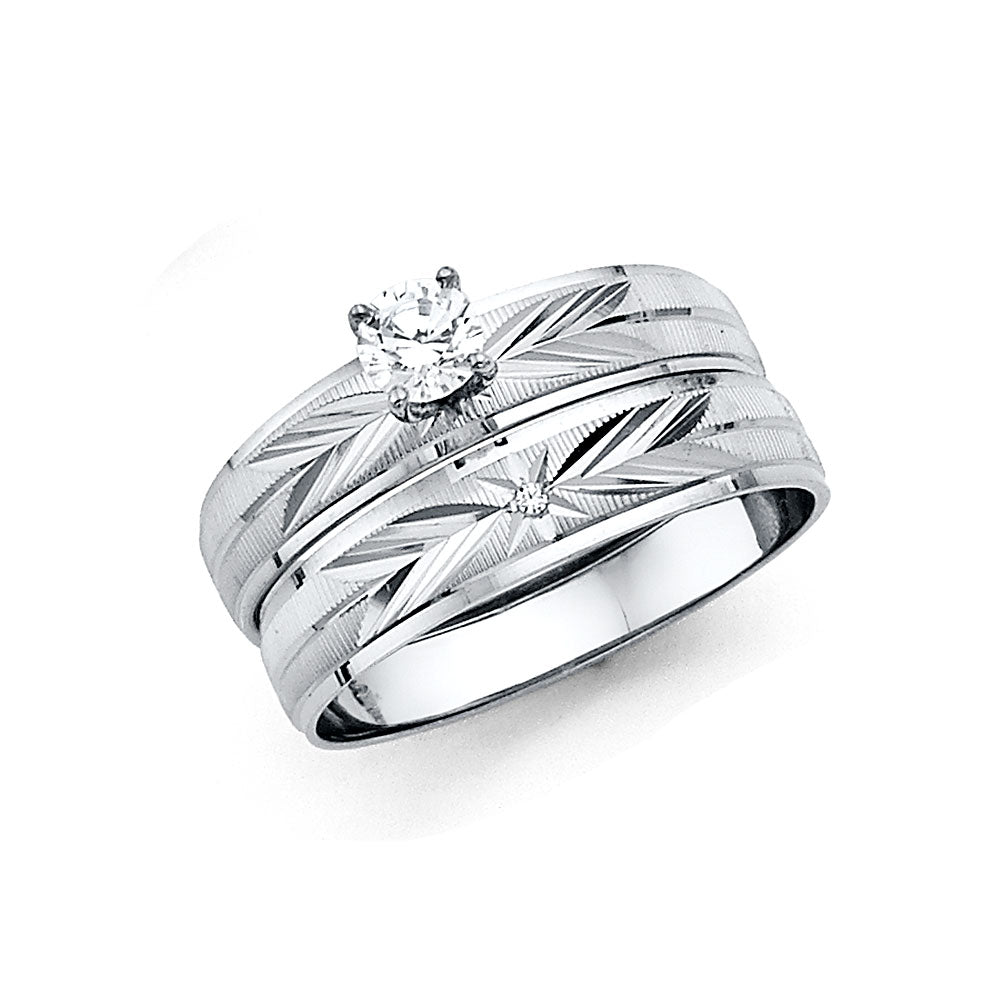CZ Wedding Trio Sets - 14K - RG2482