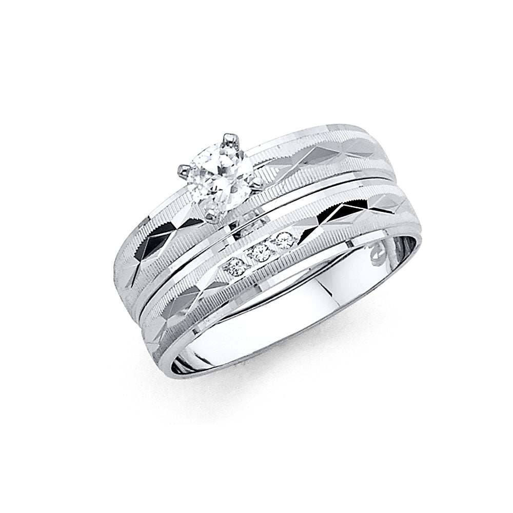 CZ Wedding Trio Sets - 14K - RG2488
