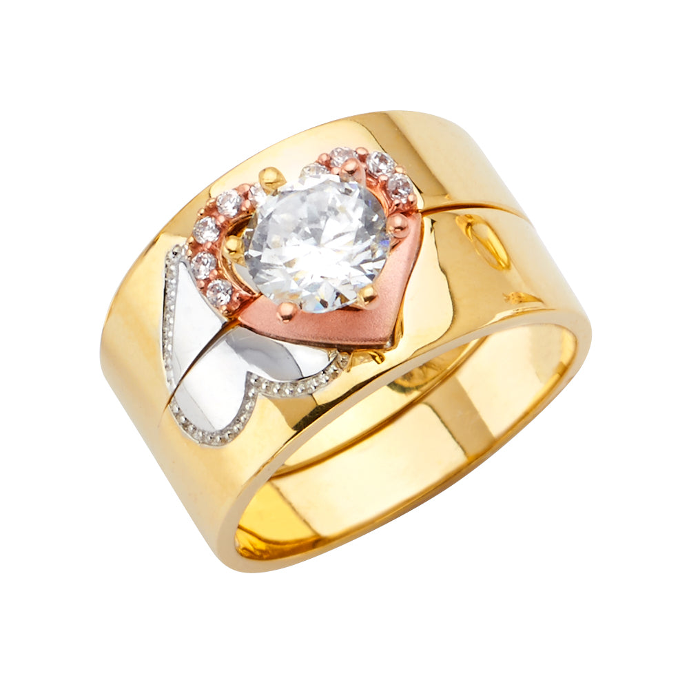 CZ Wedding Trio Sets - 14K - RG2621