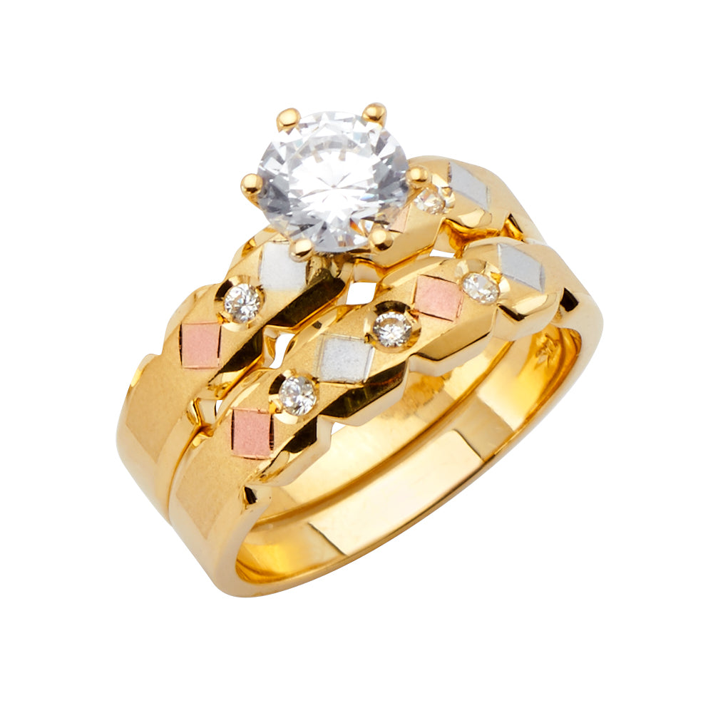 CZ Wedding Trio Sets - 14K - RG2627
