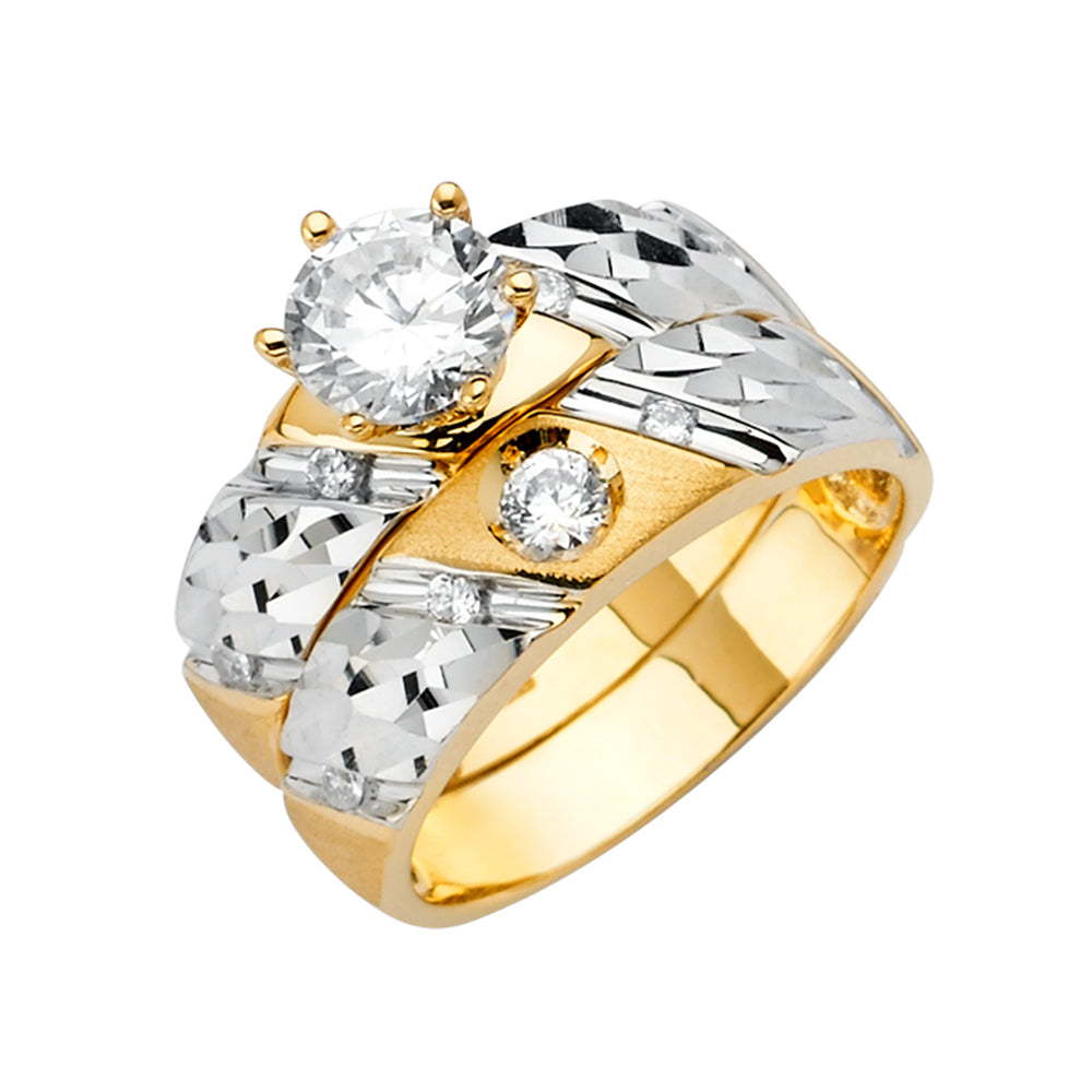 CZ Wedding Trio Sets - 14K - RG2895