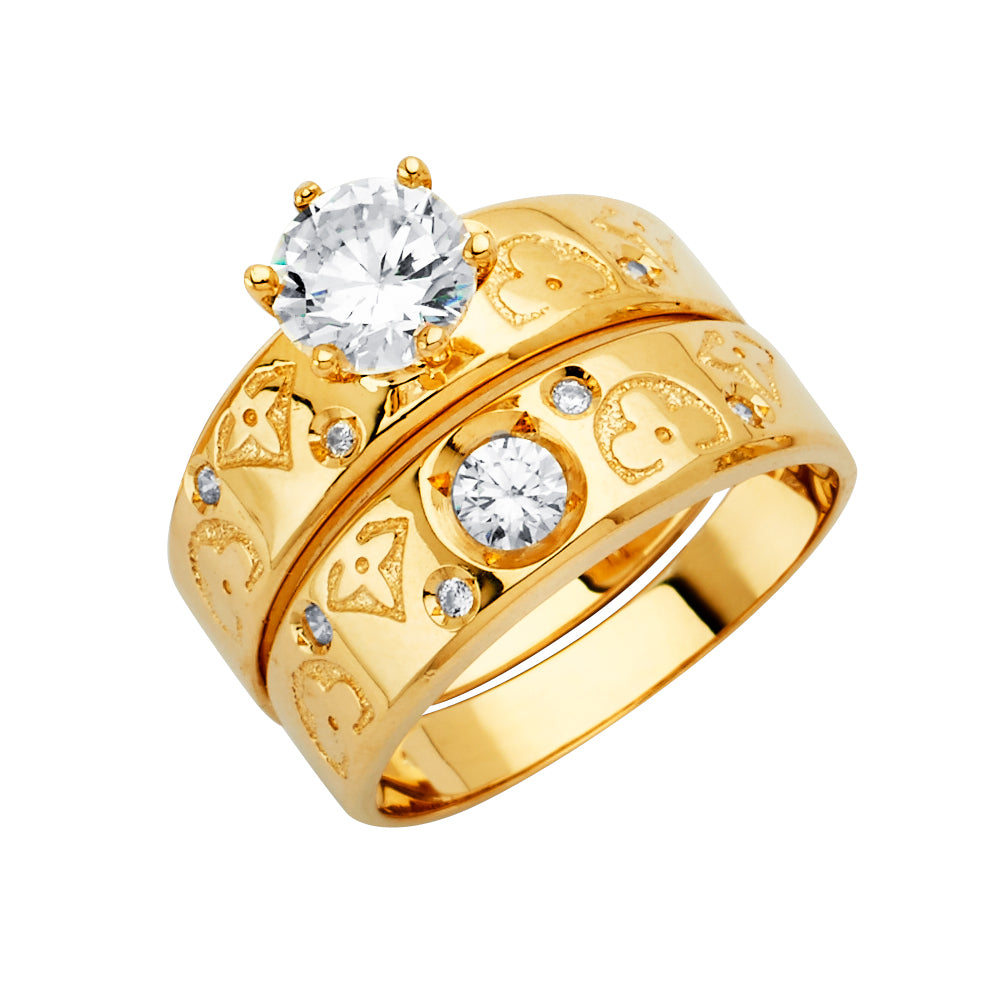 CZ Wedding Trio Sets - 14K - RG2910