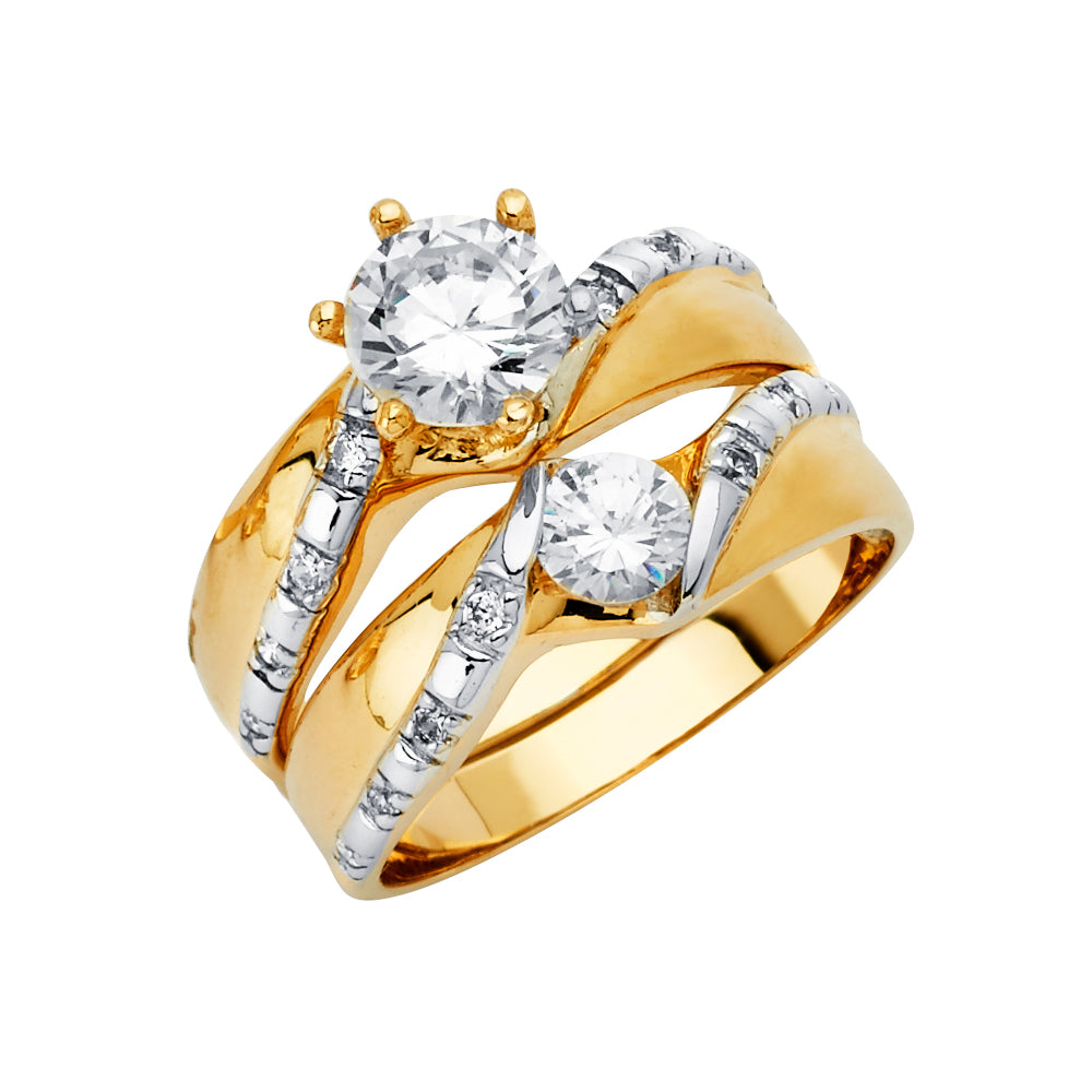 CZ Wedding Trio Sets - 14K - RG2913