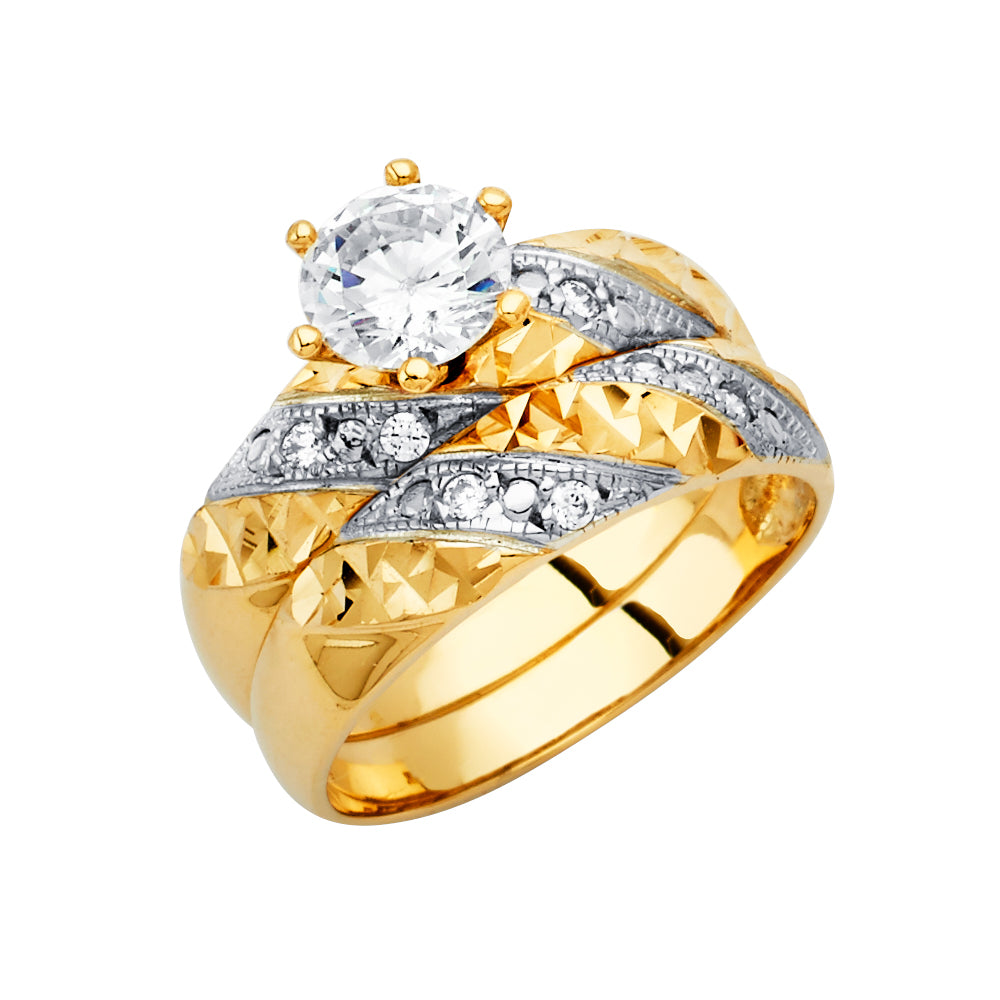 CZ Wedding Trio Sets - 14K - RG2919