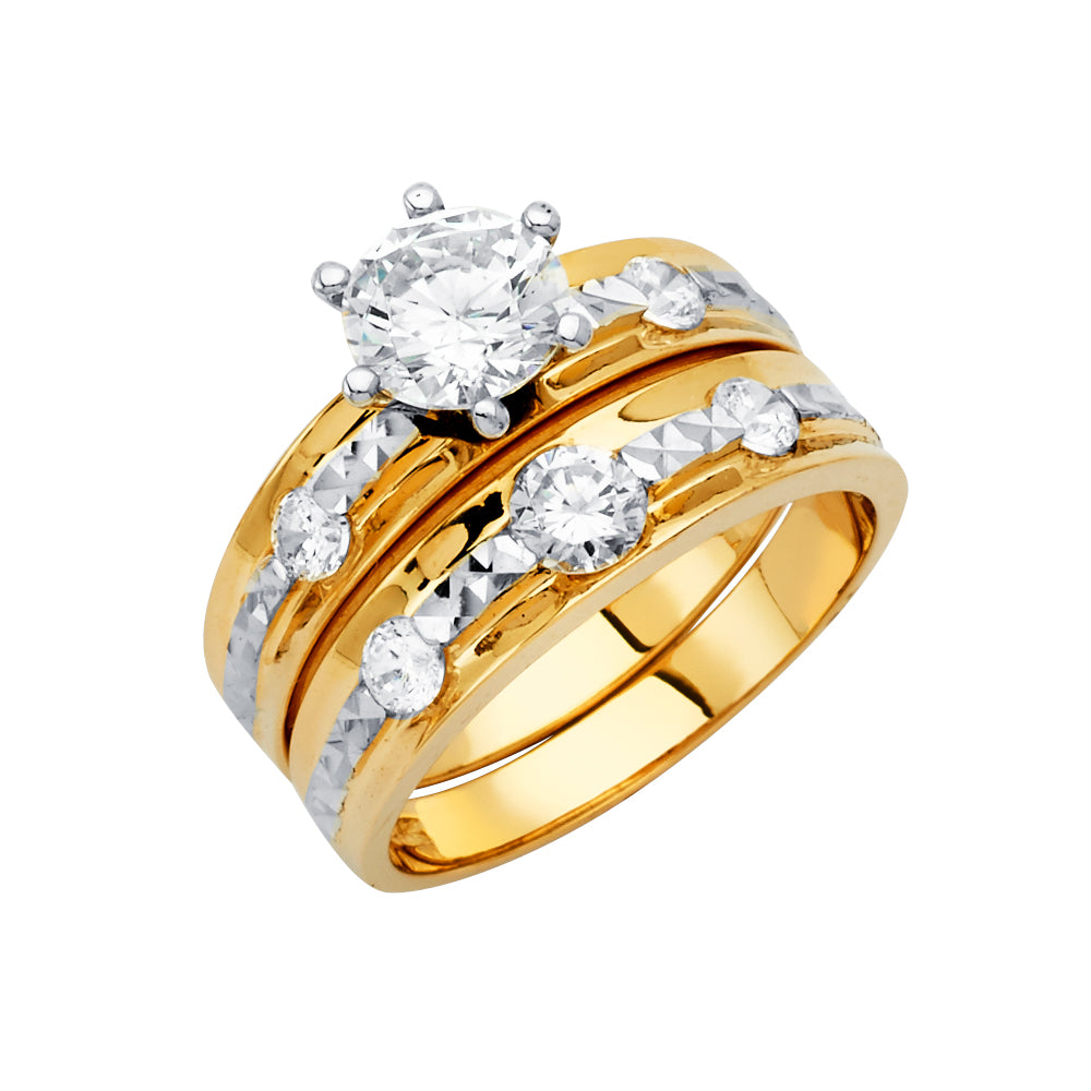CZ Wedding Trio Sets - 14K - RG2922