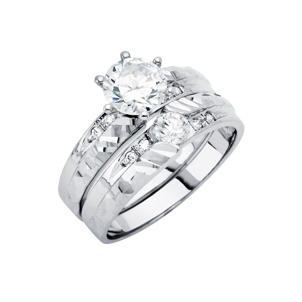 CZ Wedding Trio Sets - 14K - RG2943