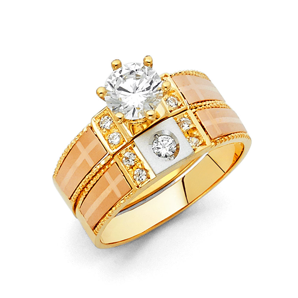 CZ Wedding Trio Sets - 14K - RG837