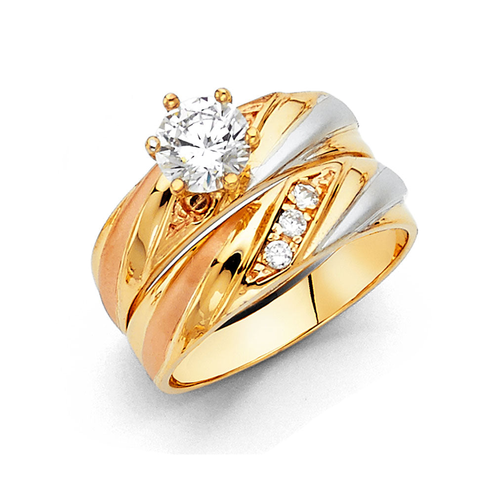 CZ Wedding Trio Sets - 14K - RG846