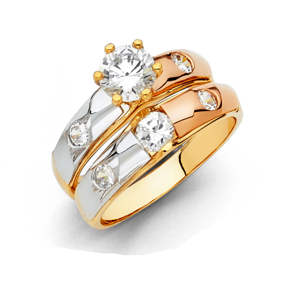 CZ Wedding Trio Sets - 14K - RG849