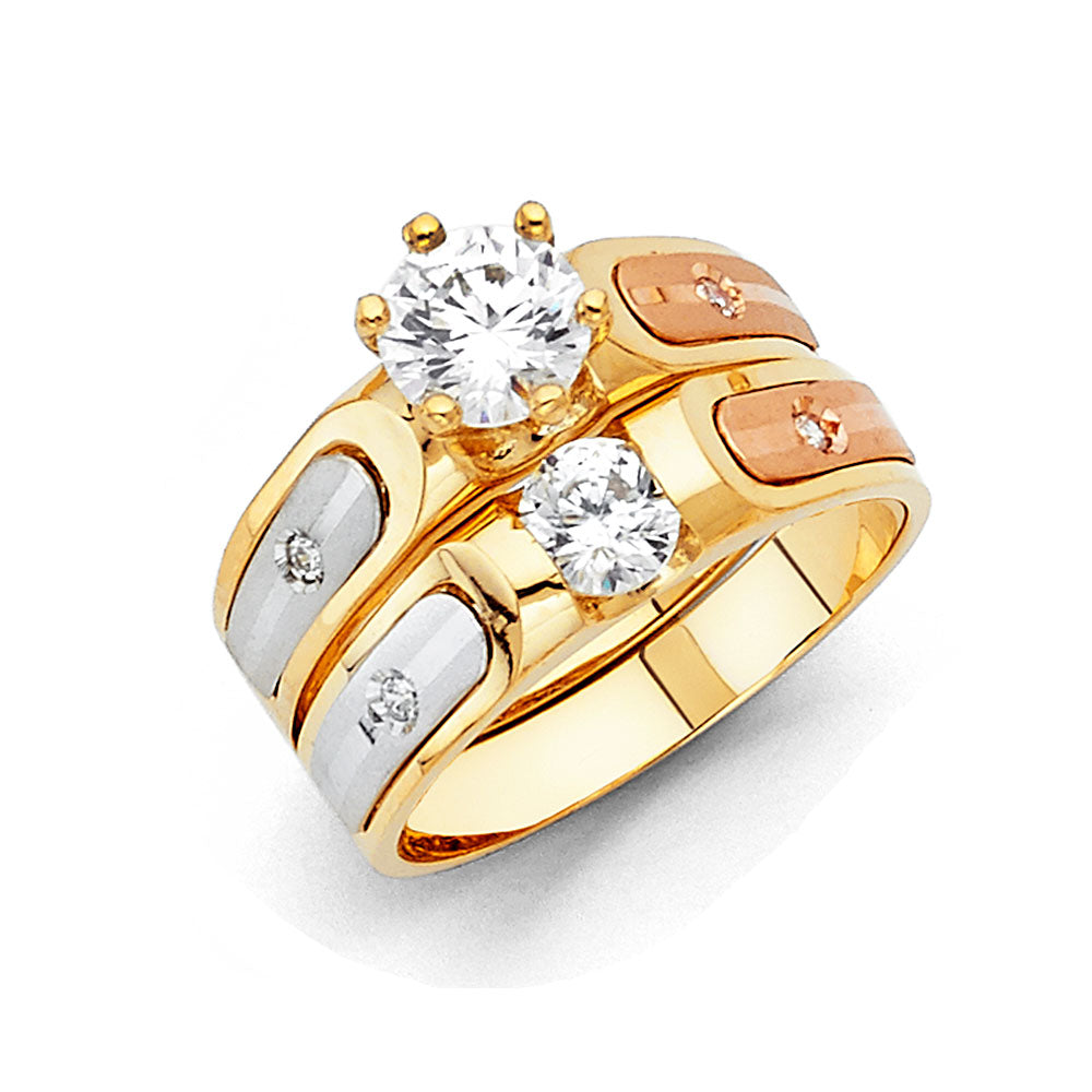 CZ Wedding Trio Sets - 14K - RG852
