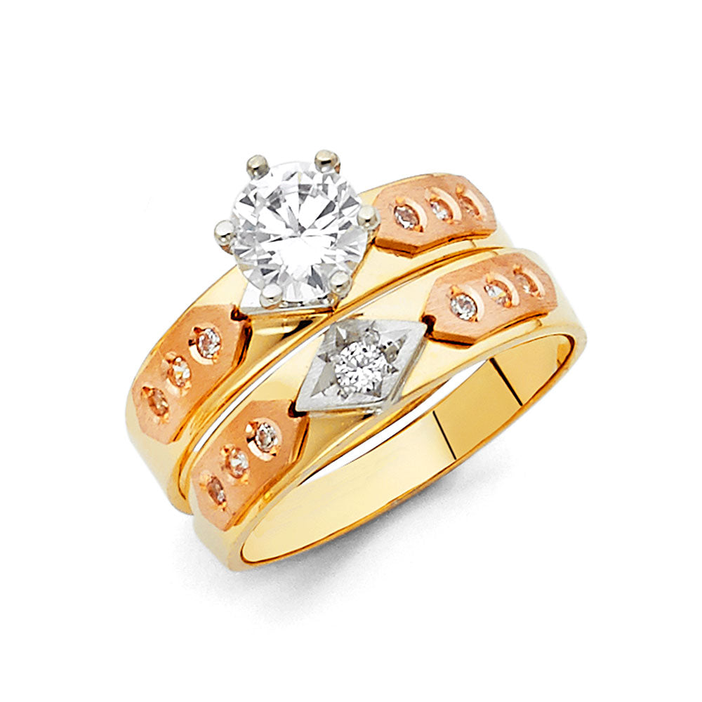 CZ Wedding Trio Sets - 14K - RG87