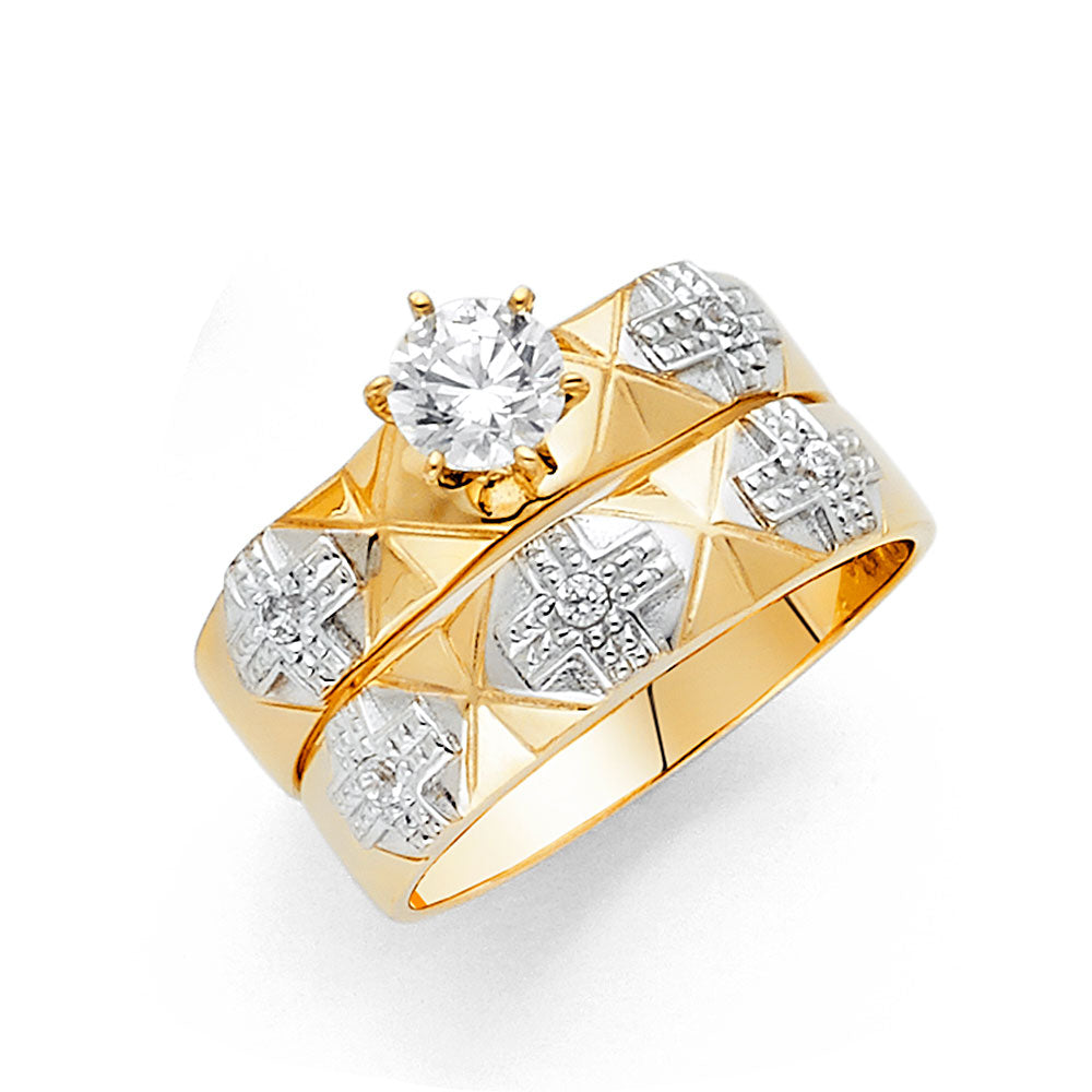 CZ Wedding Trio Sets - 14K - RG951